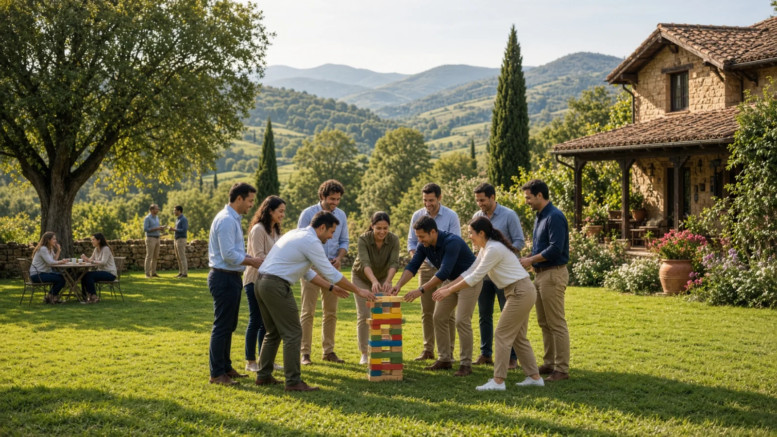 Team building corporativo al aire libre en el campo de Medellín con actividades grupales
