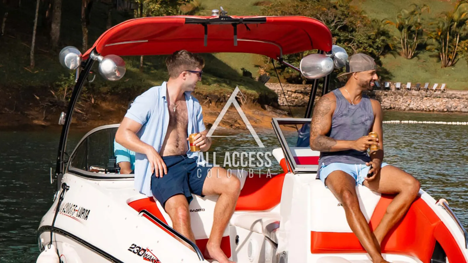 Guests on a private boat charter on the Caribbean coast